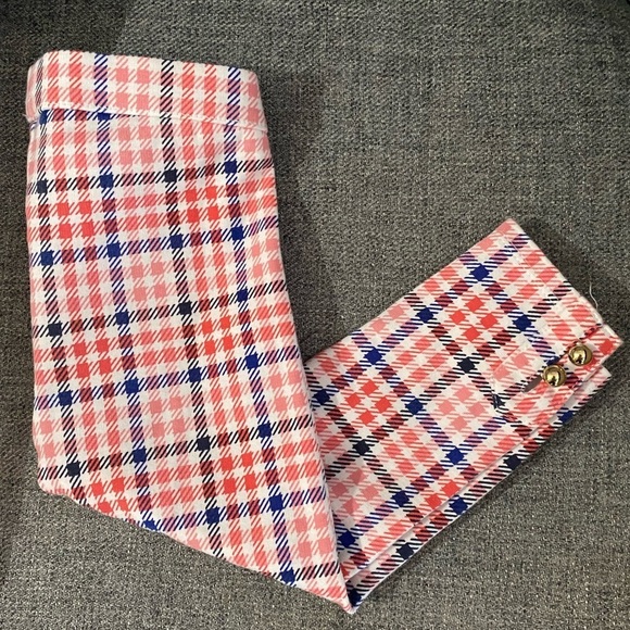 JANIE and Jack little red blue and white girl pants with 2 gold tone buttons - Picture 1 of 4